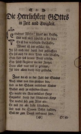 Die Herrlichkeit Gottes in Zeit und Ewigkeit.