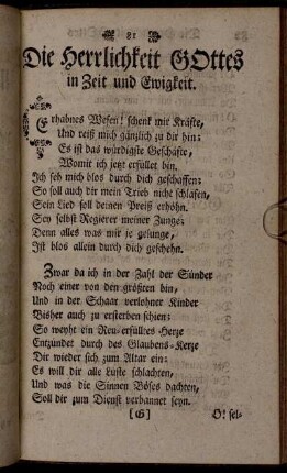 Die Herrlichkeit Gottes in Zeit und Ewigkeit.