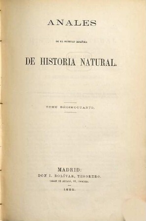 Anales de la Sociedad Española de Historia Natural. 14. 1885