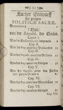 Kurtzer Entwurff der gantzen Politicæ Sacræ.