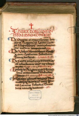 De origine et conversatione bonorum regum et laude civitatis Hierosolymae : cum exhortatione eiusdem recuperandae ; [gewidmet König Maximilian I.]