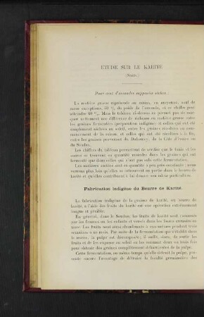 Étude Sur Le Karité.