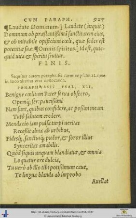 Paraphrasis carmine psalmi 12