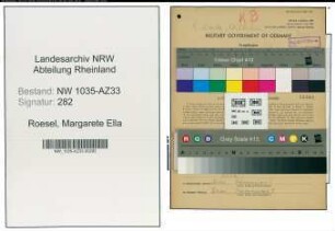 Entnazifizierung Margarete Ella Roesel , geb. 14.03.1921 (Kaufmaennische Angestellte)