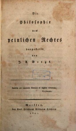 Die Philosophie des peinlichen Rechtes