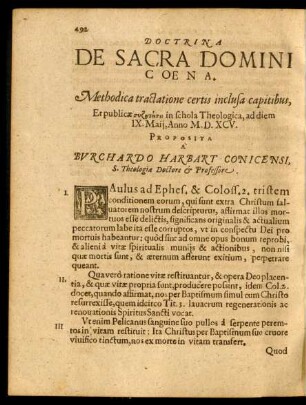 Doctrina De Sacra Domini Coena.