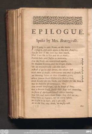 Epilogue. Spoke by Mrs. Bracegirdle.