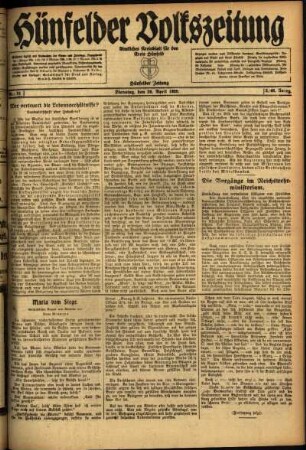 Ausgabe vom Dienstag, den 20. April 1920.