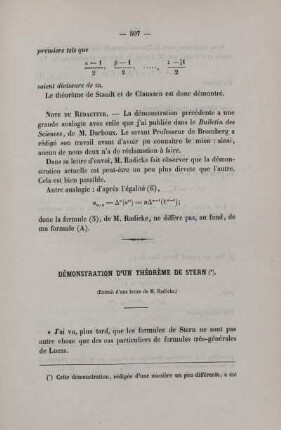 Démonstration d´un théorème de stern.