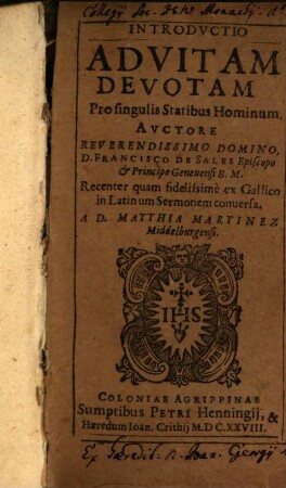 Introdvctio Ad Vitam Devotam : Pro singulis Statibus Hominum