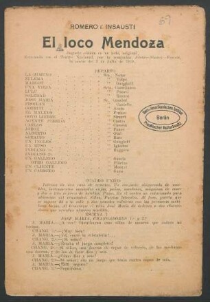 1919006900: El loco Mendoza : juguete cómico en un acto