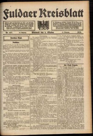 Zweite Ausgabe vom Mittwoch, den 04. Oktober 1911.