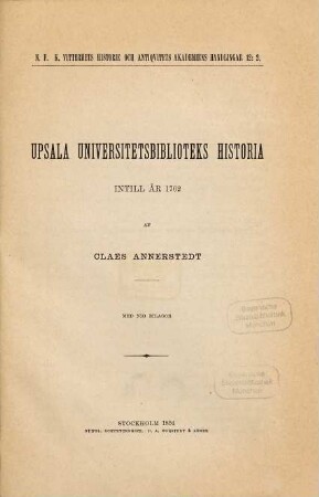 Upsala Universitetsbiblioteks historia intill år 1702