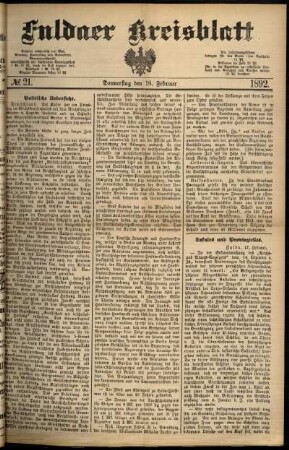 Ausgabe vom Donnerstag, den 18. Februar 1892.