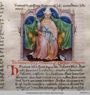 Papst Honorius III. auf dem Thron - Cronaca Malabajla