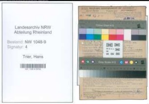 Entnazifizierung Hans Trier , geb. 07.07.1914 (Tierzuechter)