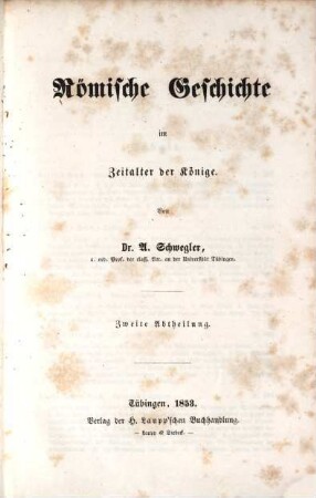 Römische Geschichte. 1,2, Römische Geschichte im Zeitalter der Könige ; Abth. 2