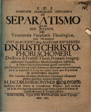 Disp. theol. de separatismo