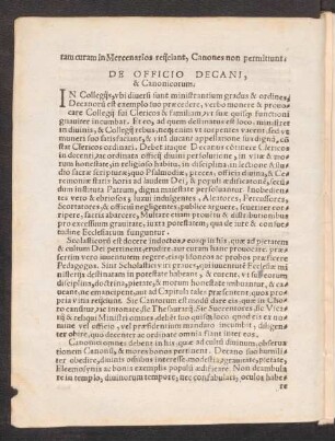 De Officio Decani, & Canonicorum.