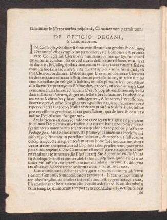 De Officio Decani, & Canonicorum.