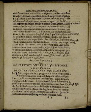 Sectio Secunda. De Constitutione Et Acquisitione.