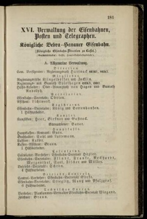 Verwaltung der Eisenbahnen, Posten und Telegraphen
