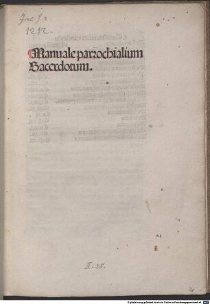 Manuale parochialium sacerdotum