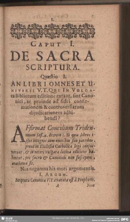 Caput I. De Sacra Scriptura
