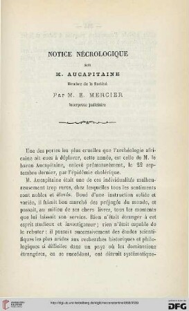 Sér. 2: Notice nécrologique sur M. Aucapitaine membre de la Société