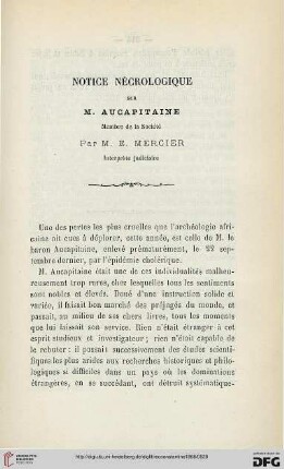 Sér. 2: Notice nécrologique sur M. Aucapitaine membre de la Société