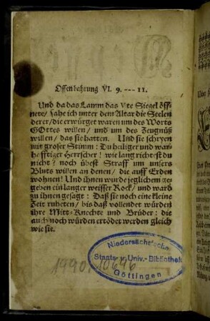 Offenbahrung VI. 9. --- 11.