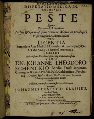 Disputatio Medica Inauguralis De Peste