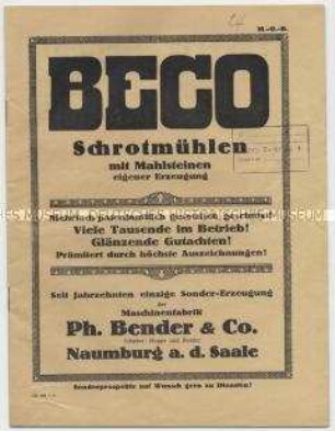 BECO-Schrotmühlen mit Mahlsteinen eigener Erzeugung