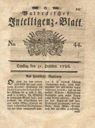 No. 44, Dinstag den 31. October 1786