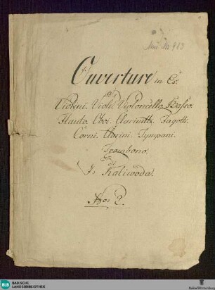 Overtures - Don Mus.Ms. 913 : orch; E|b; StrK WoO 1.02