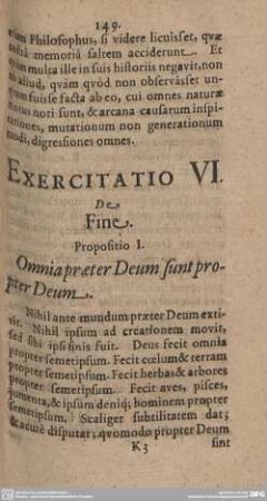 Exercitatio VI. De Fine.