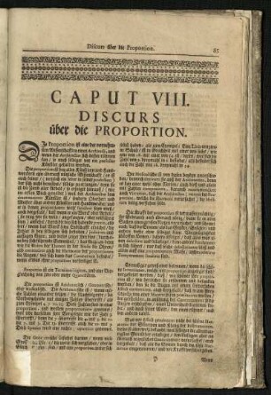 Caput VIII. Discurs über die Proportion