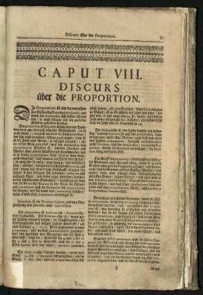 Caput VIII. Discurs über die Proportion
