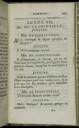 Scene VII. Me. De Clorinville, Justine