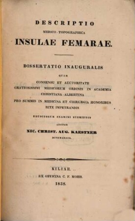 Descriptio medico-topographica insulae Femarae