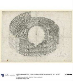 Colosseum aus der Vogelschau von Westen