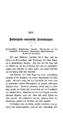 XIV. Pathologisch-anatomische Beobachtungen