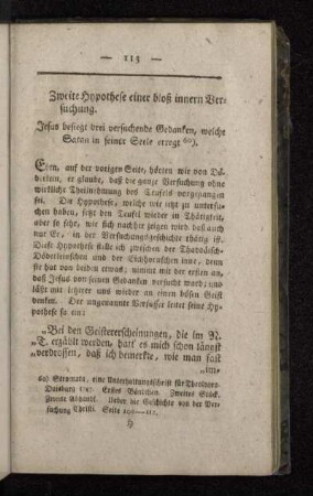 Zweite Hypothese einer bloß innern Versuchung. Jesus besiegt drei versuchene Gedanken, welche Satan in seiner Seele erregt.