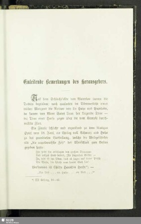 Einleitende Bemerkungen des Herausgebers