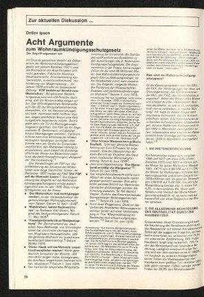 Acht Argumente zum Wohnraumkündigungsschutzgesetz