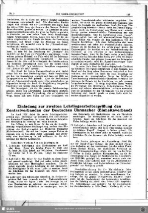Einladung zur zweiten Lehrlingsarbeitenprüfung des Zentralverbandes der Deutschen Uhrmacher (Einheitsverband)