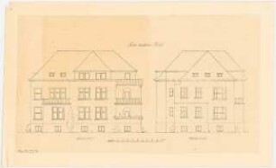 Umbau eines Landhauses Monatskonkurrenz Februar 1933: Aufriss Südansicht, Westansicht; Maßstabsleiste