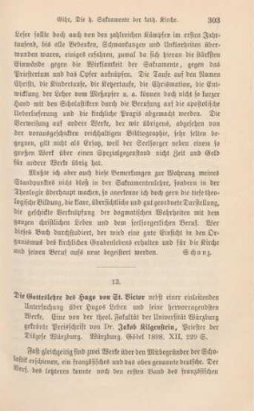 303-306 [Rezension] Kilgenstein, Jakob, Die Gotteslehre des Hugo von St. Victor
