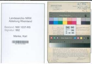 Entnazifizierung Karl Manke , geb. 11.01.1908 (Verw.Sekretaer)