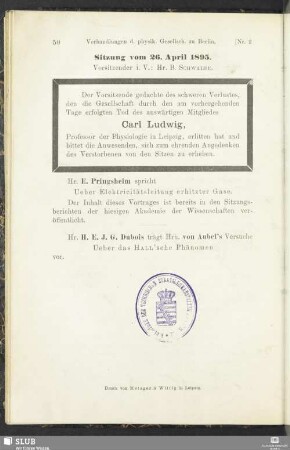 Sitzung vom 26. April 1895